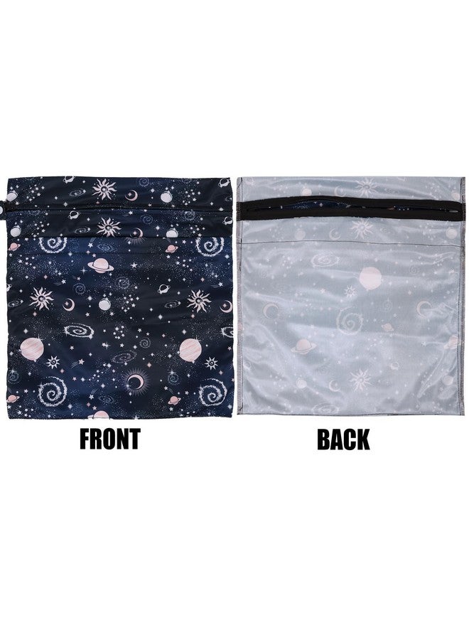 SANFERGE 3pcs Cloth Diaper Wet Dry Bags Waterproof Reusable Wet Bag with 2 Zipper Pockets & Handle Washable Laundry Bags for Travel Beach Pool Daycare Yoga Gym Exercise Swimsuits - Image 4