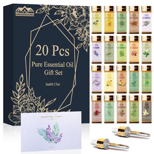 BlissfulBlend Pure Essential Oils for Diffusers for Home, Skin, Candle and Soap Making, 20 Scents - Tea Tree, Lavender, Lemon, Peppermint, Eucalyptus, Cinnamon, Rose and More, Aromatherapy Oils/ 5 ML - Image 1