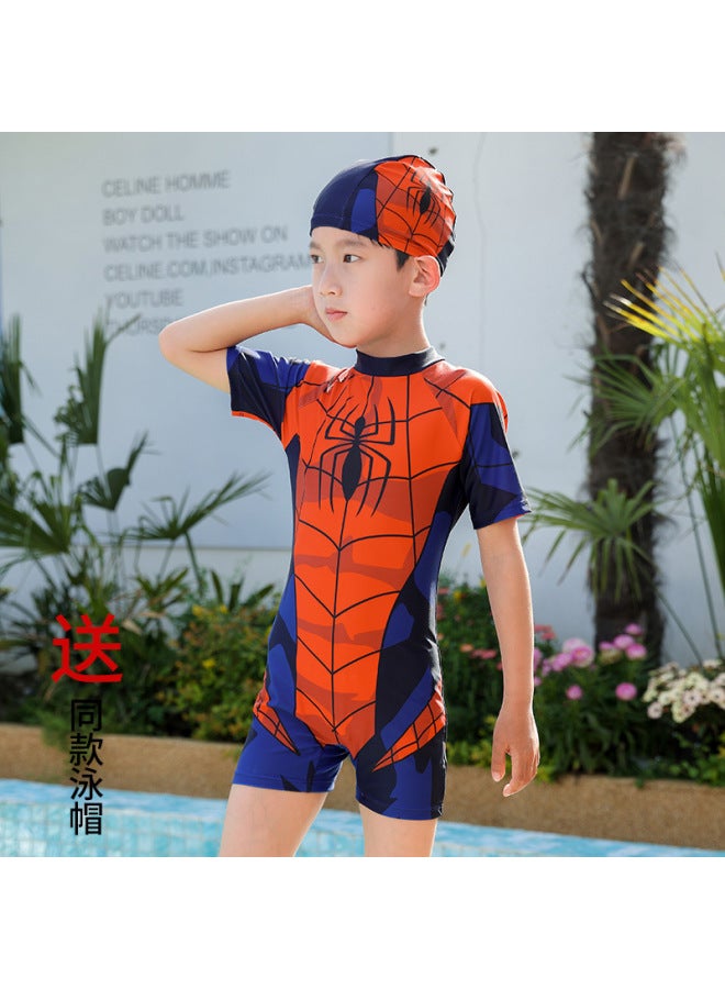 Children's Swimsuit Boys Siaman Spider-man Long Sleeve Small Medium And Large Children's Baby Sunscreen Quick-drying Equipment Hot Spring