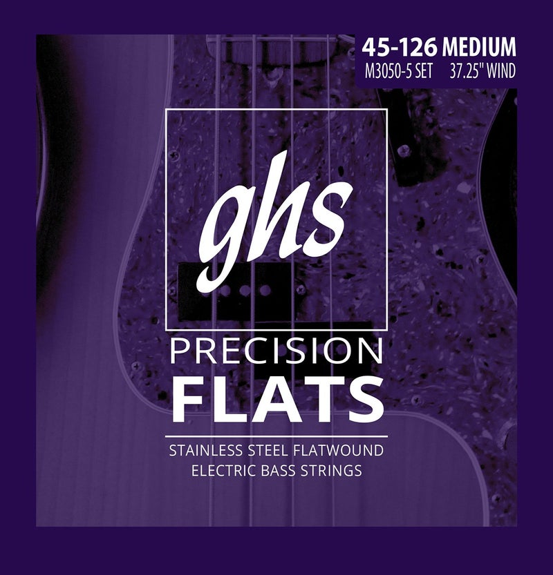 GHS Strings, 5-String Bass Precision Flats, Stainless Steel Flatwound, 37.25" Winding, Medium (45-126) (M3050-5) - Image 2
