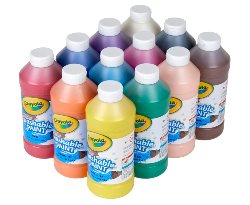 Crayola Washable Paint (12ct), Bulk Paint Set for Kids, Nontoxic Paint, Kids Craft Supplies, Teacher Classroom Must Have, 16 Oz - Image 1