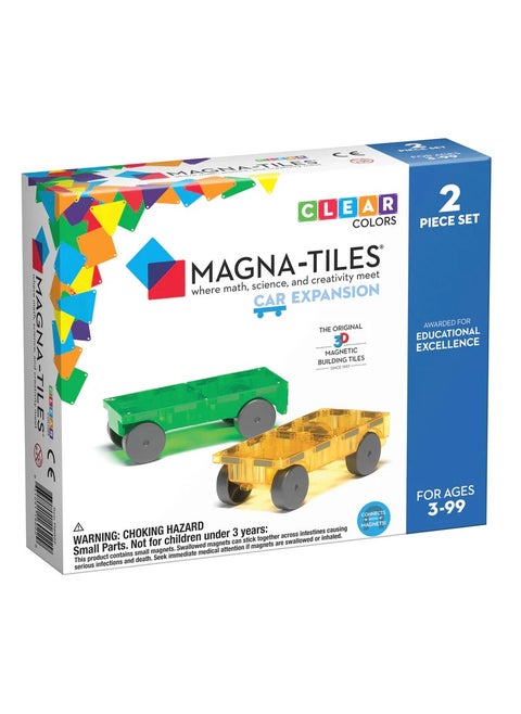 "Magna-Tiles Cars 2-Piece Expansion Set - Magnetic Building Tiles for Creative Play & Vehicle Construction - Compatible with Magna-Tiles"