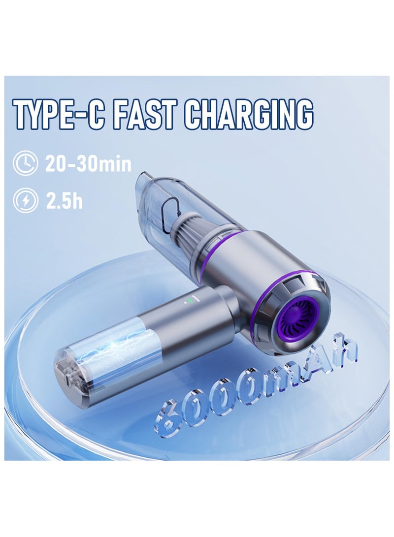 ASIV 16000PA High Power Car Vacuum Cleaner Portable Cordless Mini Vacuum Cleaner 4 in 1 Compressed Air Dust Collector, Blower, Handheld Vacuum Cleaner with Brushless Motor for Car, Home, Office, Camping - Image 5