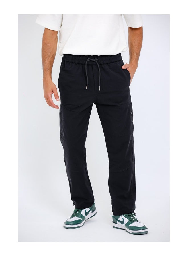 WHITE RABBIT Slip On Plain Black Practical Joggers  - Image 1