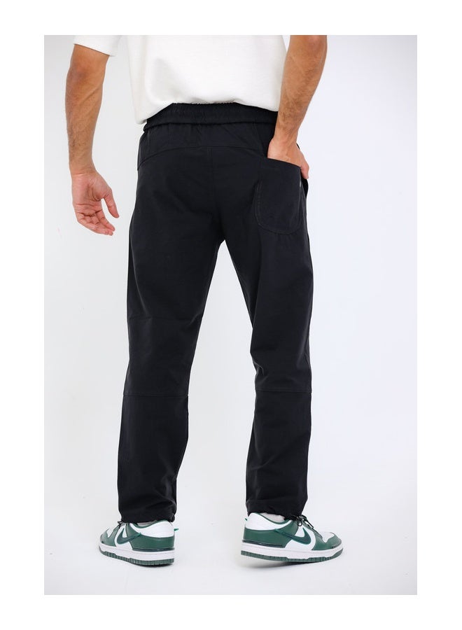 WHITE RABBIT Slip On Plain Black Practical Joggers  - Image 3