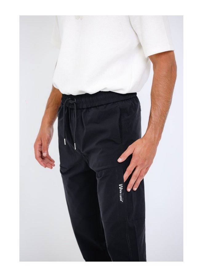 WHITE RABBIT Slip On Plain Black Practical Joggers  - Image 4