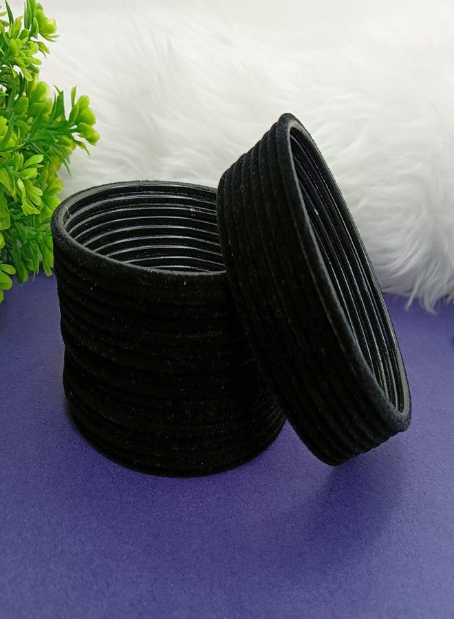 Efulgenz Indian Velvet Bangles for Women Indian Bangles Set Bollywood Plain Velvet Bangle Bracelets Costume Jewelry for Women - Image 2