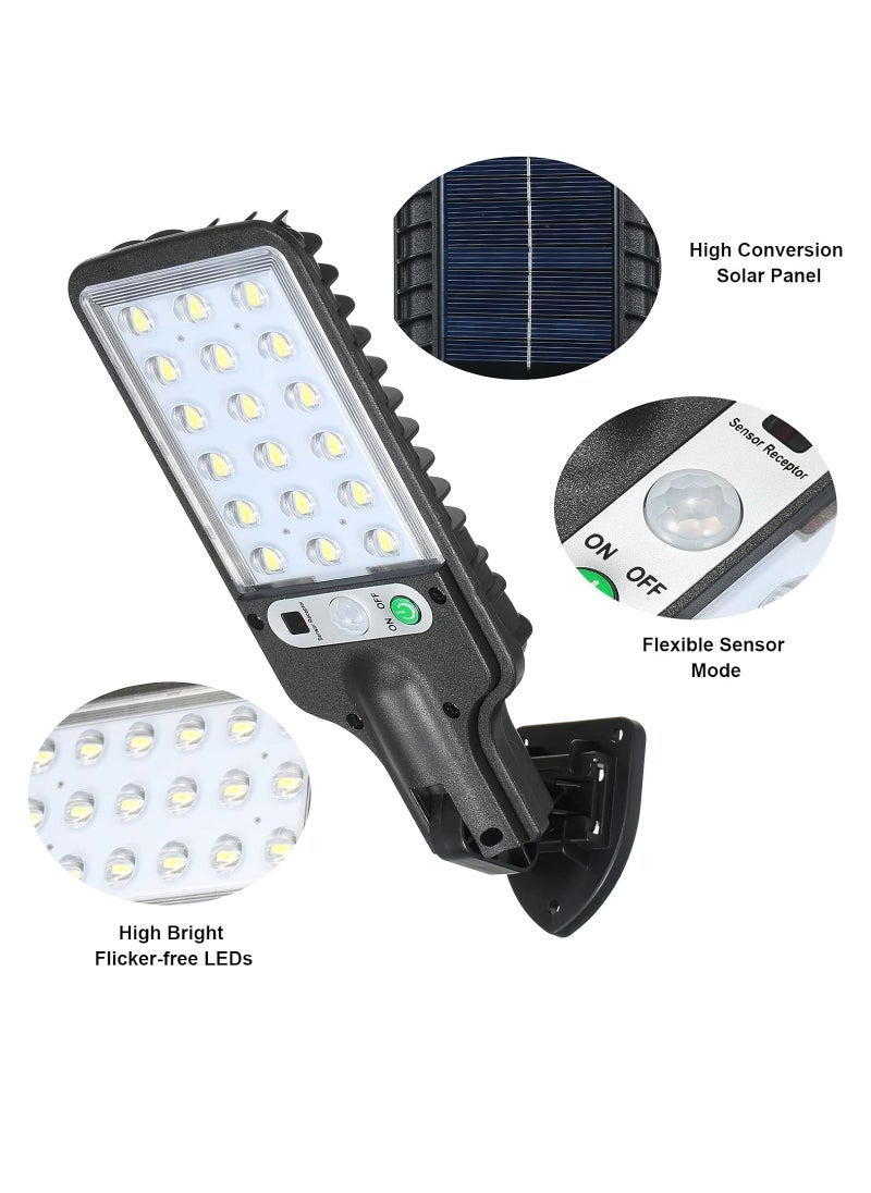 ELTRAZONE 18 مصباح شارع خارجي يعمل بالطاقة الشمسية LED مع مستشعر حركة PIR – مصباح حائط شمسي مقاوم للماء IP44 للحديقة، الفناء، السياج، الممر والطريق – 3 أوضاع إضاءة ذكية (حركة/خفيف/ثابت)، بطارية 1200mAh، تشغيل/إيقاف تلقائي، إضاءة أمان خارجية موفرة للطاقة - Image 1