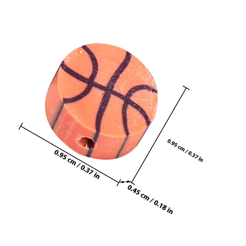 100Pcs Basketball Clay Beads Charms Diy Making Loose Beads Clay Necklace Loose Basketball Beads - Image 2