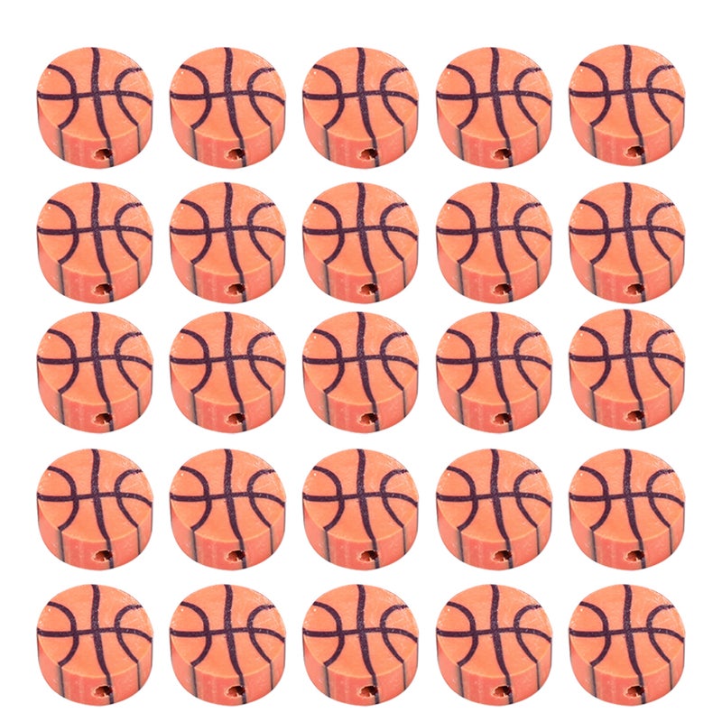 100Pcs Basketball Clay Beads Charms Diy Making Loose Beads Clay Necklace Loose Basketball Beads - Image 3