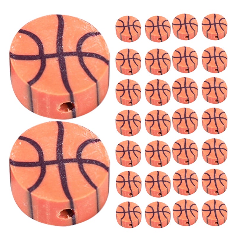 100Pcs Basketball Clay Beads Charms Diy Making Loose Beads Clay Necklace Loose Basketball Beads - Image 5
