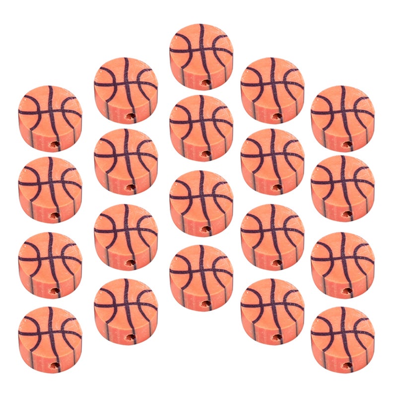100Pcs Basketball Clay Beads Charms Diy Making Loose Beads Clay Necklace Loose Basketball Beads - Image 1