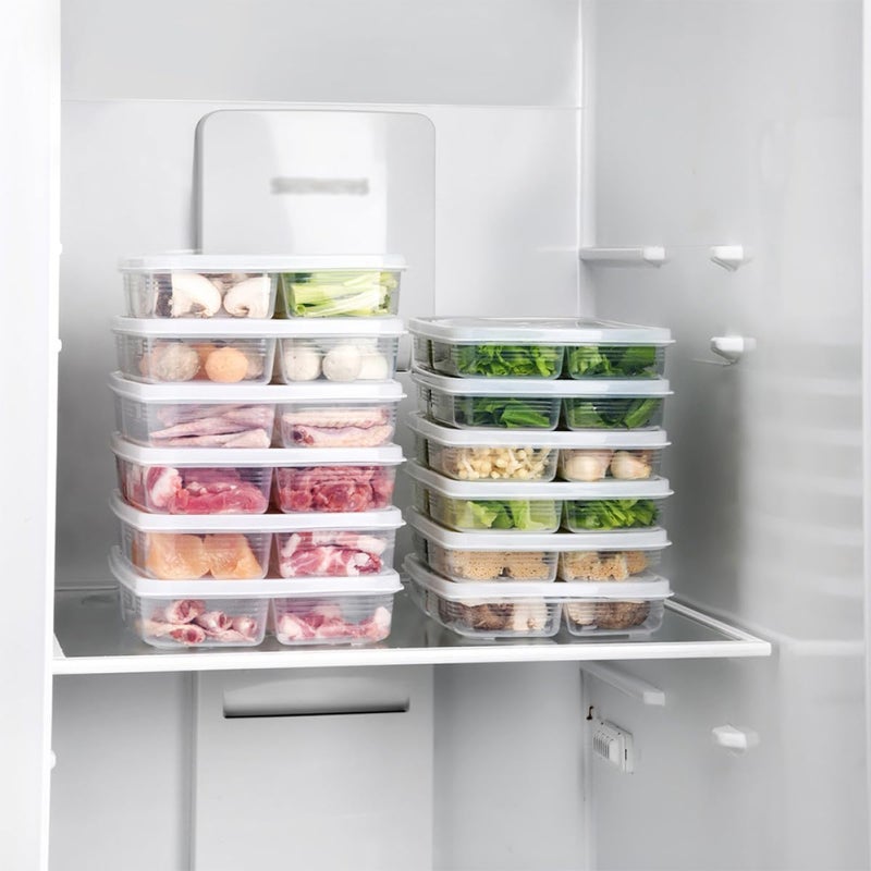 LABRIMP 3pcs Large Plastic Fridge Food Box with Lid, Divided Fresh-keeping Storage Organizer for Refrigerator, Kitchen Food Preservation Container Set - Image 4