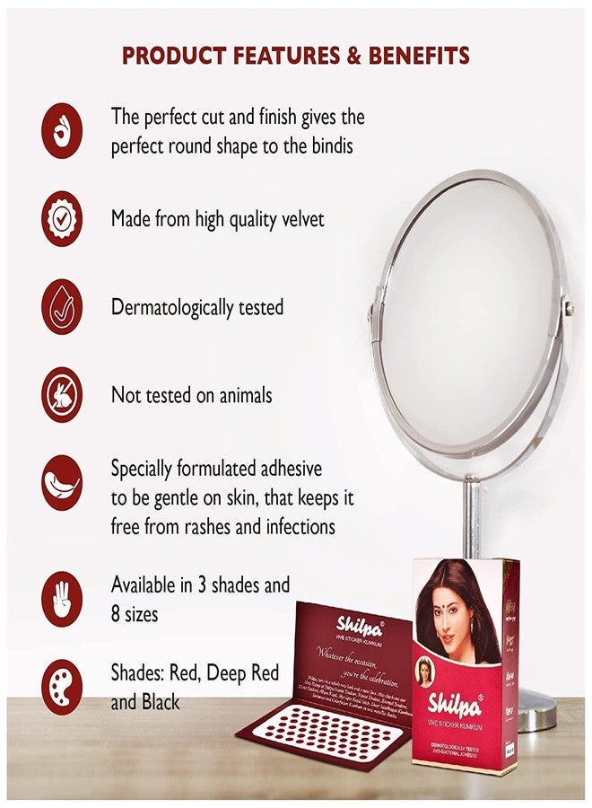 SB HERBAL Shilpa Vive Sticker Kumkum, Dermatologically Tested Size - 2 Collor - Black 15 ps 1 Box - Image 2