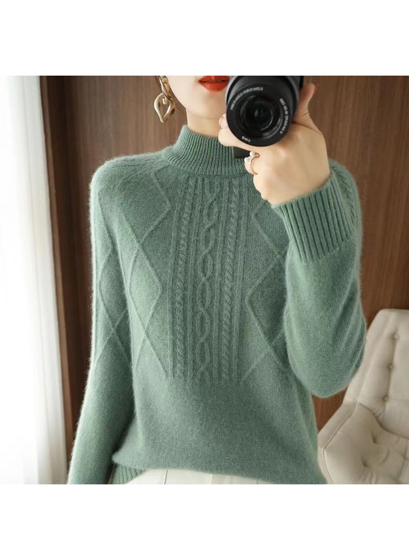 Generic - 50cm-65cm Long Sleeve Knitted Wool Women Coat Thickened Fleece Base Shirt Fashionable Top Autumn Winter Warm Innerwear 1386 Gray - Image 1