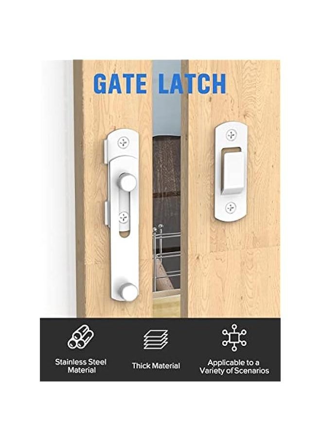 Generic Sliding Barn Door Lock, Stainless Steel Gate Latches Flip Latch Safety Door Bolt Latch Lock for Wine Cabinet, Bathroom, Outdoor, Garage, Garden, Closet Door (1, White)  - Image 2