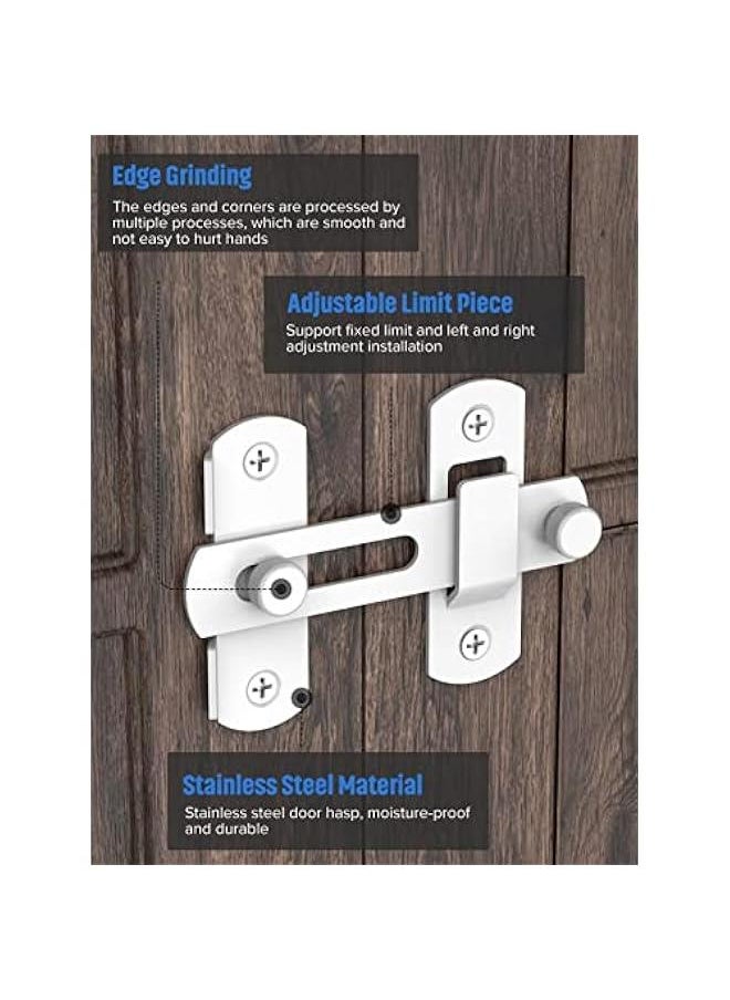 Generic Sliding Barn Door Lock, Stainless Steel Gate Latches Flip Latch Safety Door Bolt Latch Lock for Wine Cabinet, Bathroom, Outdoor, Garage, Garden, Closet Door (1, White)  - Image 4