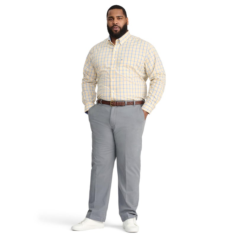 IZOD Men's Big and Tall Performance Comfort Long Sleeve Plaid Button Down, Golden Cream, XX-Large Tall - Image 2