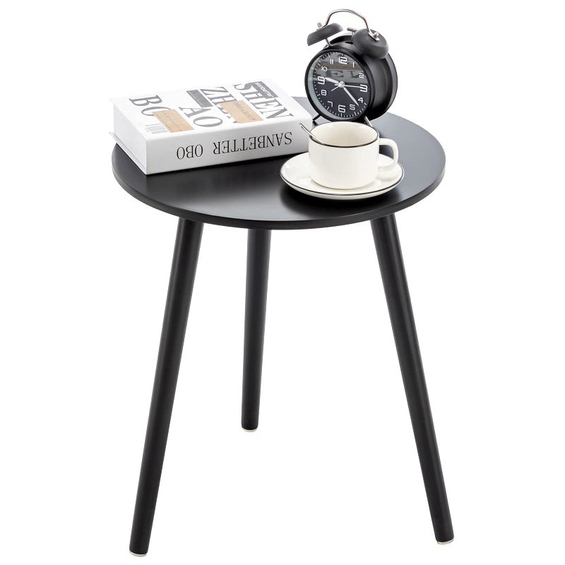 Apicizon Black Round Side Table Black End Table Bedside Table Nursery with Wood Legs Nightstand for Living Room Bedroom 165 x 205 Inches