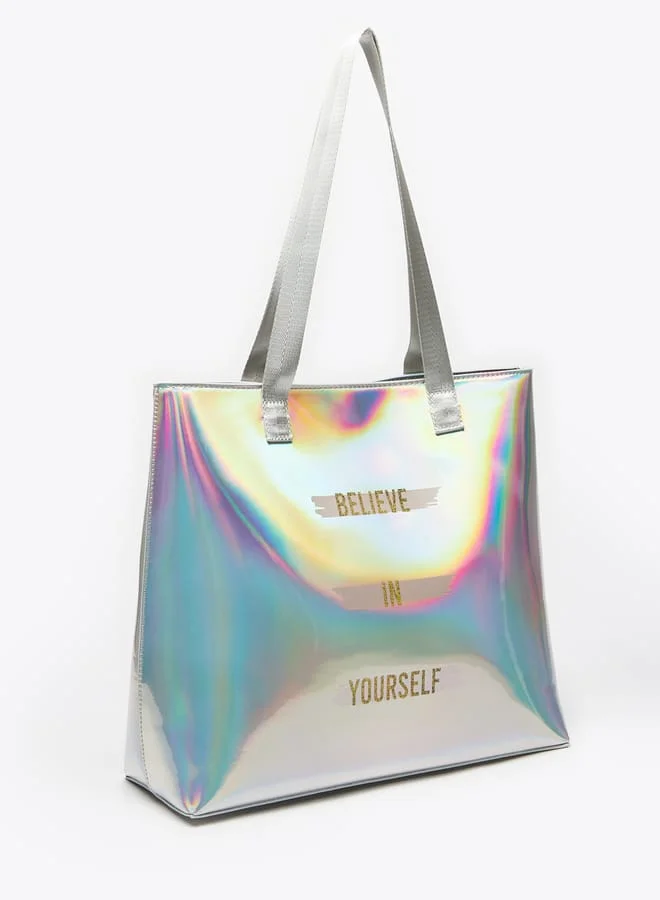 MISSY Women Slogan Print Shopper Bag with Double Handles