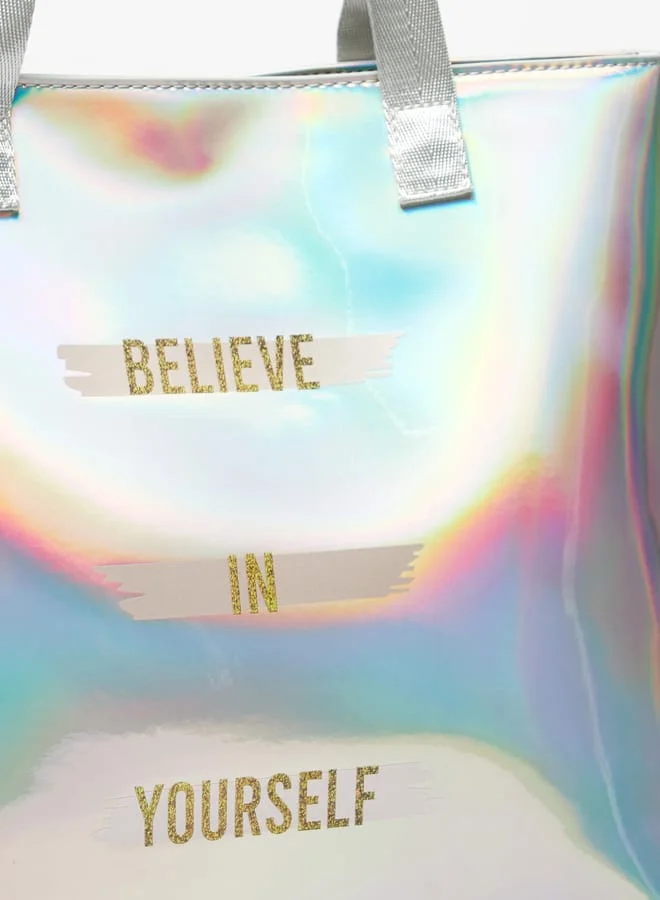 MISSY Women Slogan Print Shopper Bag with Double Handles