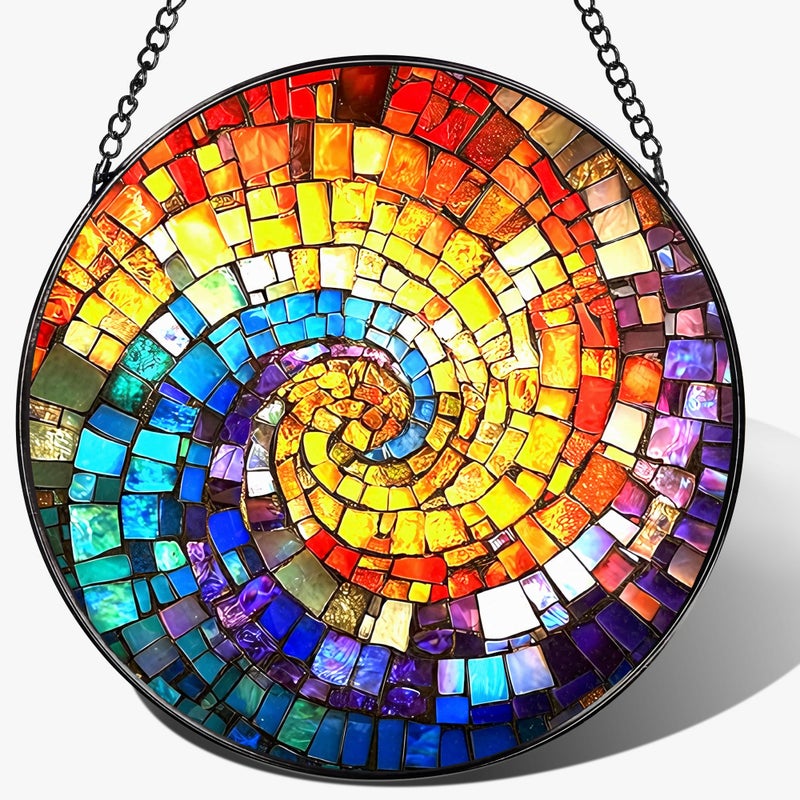 LAOWEIKI 8'' Rainbow Spiral Suncatcher Ornament, Stained Glass Window Hanging, Sun Catchers for Windows Hanging Ornaments, Window Decor, Ideal Gift | Gifts for Art Lovers, Friends, Family - Image 1