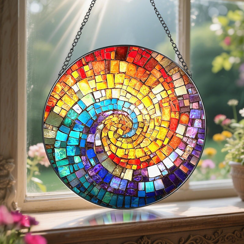 LAOWEIKI 8'' Rainbow Spiral Suncatcher Ornament, Stained Glass Window Hanging, Sun Catchers for Windows Hanging Ornaments, Window Decor, Ideal Gift | Gifts for Art Lovers, Friends, Family - Image 5
