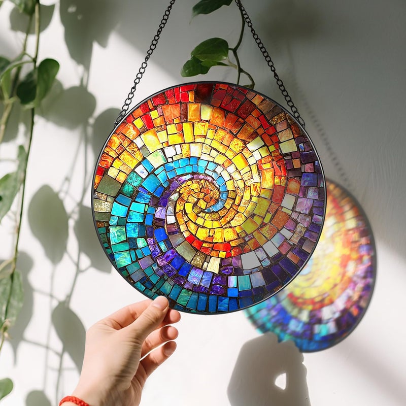 LAOWEIKI 8'' Rainbow Spiral Suncatcher Ornament, Stained Glass Window Hanging, Sun Catchers for Windows Hanging Ornaments, Window Decor, Ideal Gift | Gifts for Art Lovers, Friends, Family - Image 3