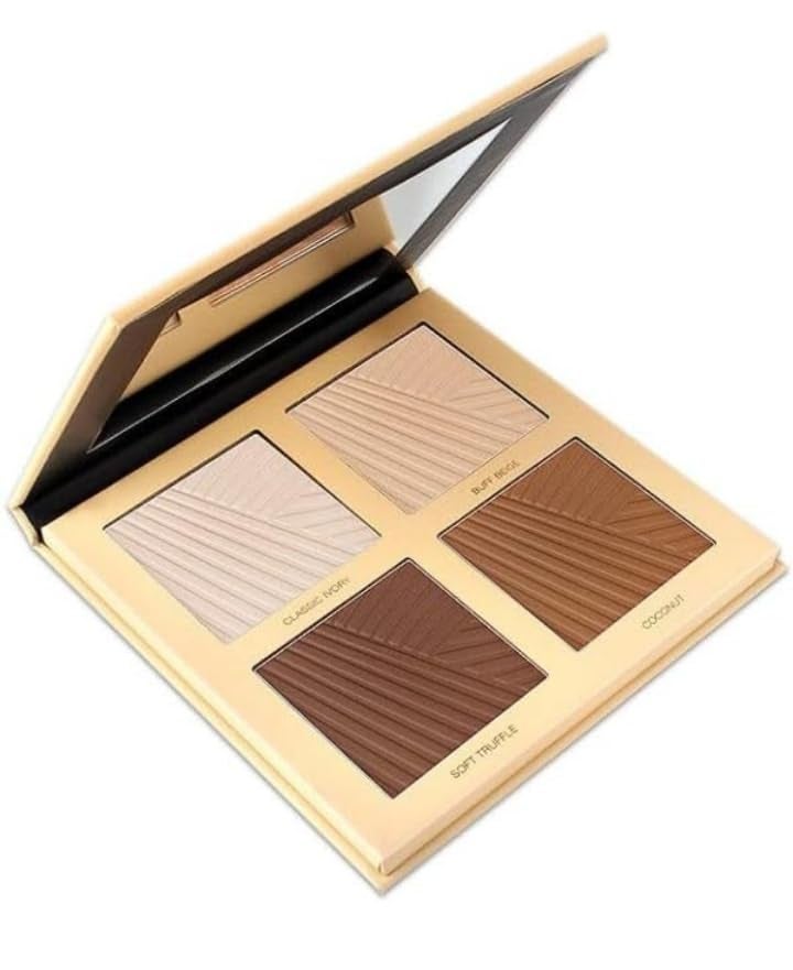 4Shade Bronzer and Highlighter Palette with Mirror Professional Makeup Contour Kit - Image 1