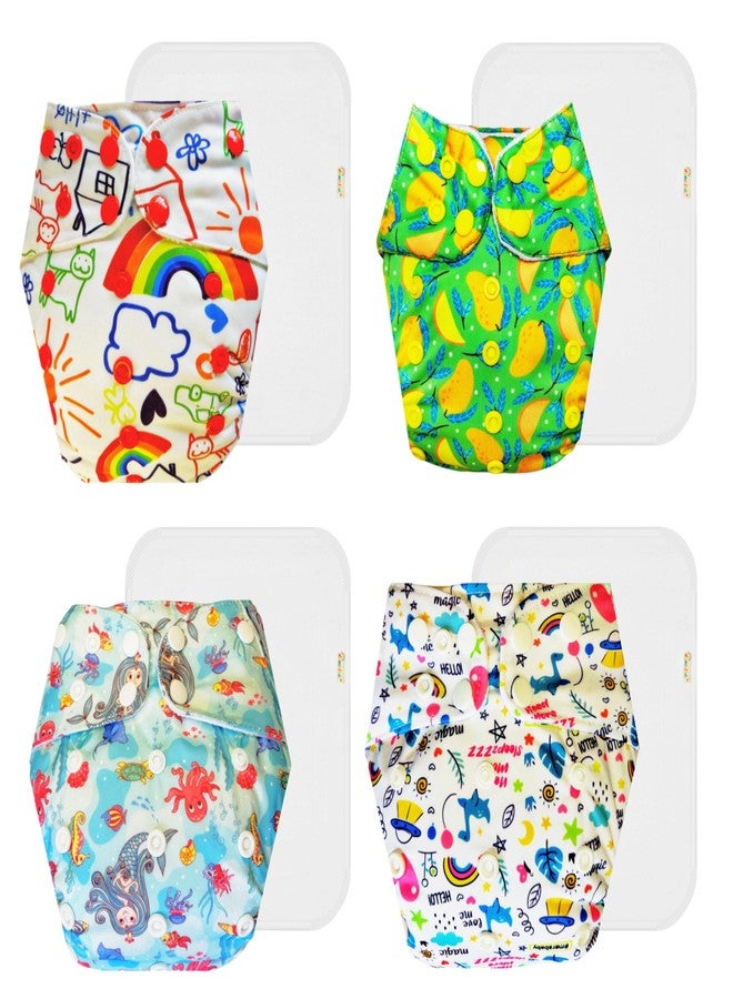 Dumbledo Premium Cloth Diaper with Cotton Insert (Pack of 4) | Snug Fit | Reusable & Washable | Quick Dry | Everyday Diapering Essential | 3 Months - 3 Years | Unisex Baby - Image 1