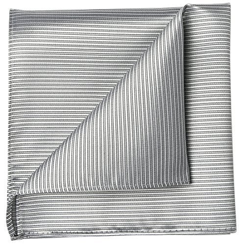KissTies Solid Silver Gray Tie Set Striped Necktie + Pocket Square - Image 3