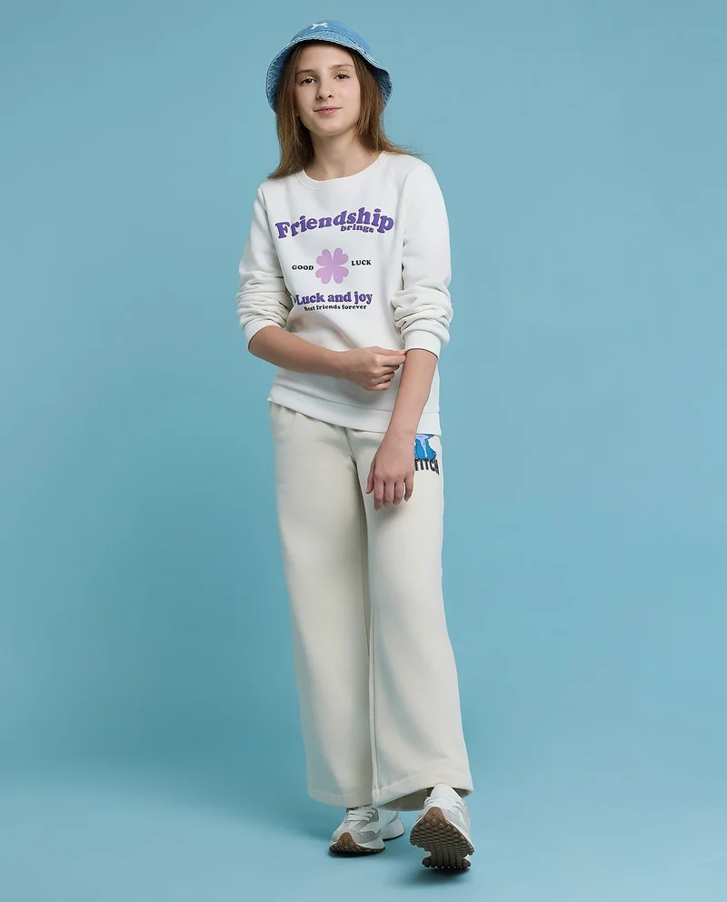 أر أند بي Printed Sweatshirt with Crew Neck and Long Sleeves