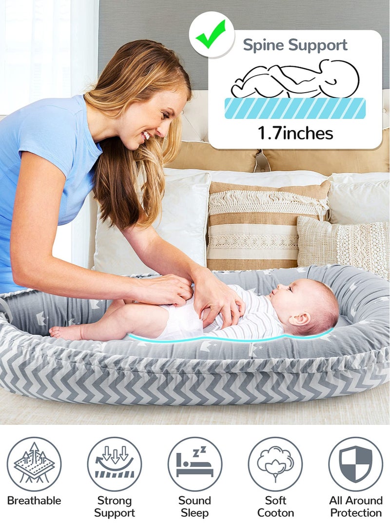 Baby Lounger Baby Nest for Co Sleeping Portable Ultra Soft Breathable Newborn Lounger Nest with Pillow, Infant Bassinet Crib Mattress Co Sleeper for Traveling Shower Gift(Crown) - Image 3