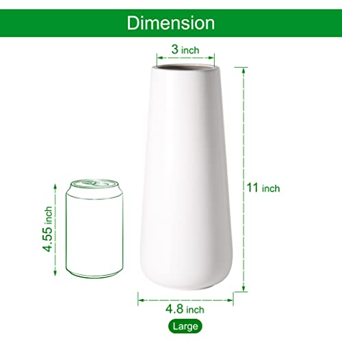 D'vine Dev 11 Inch Ceramic Flower Vase Matte Finishing, Minimalist Design for Home Décor, Bedroom, Living Room, Centerpieces, Office, White, VS-XH-D-2 - Image 4