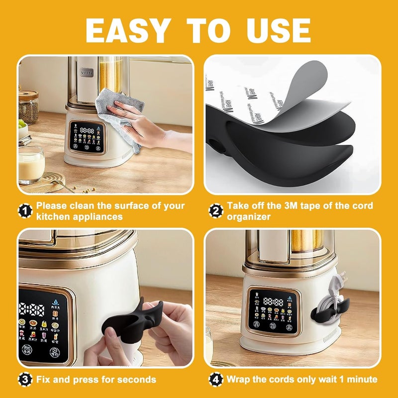 Keva Cord Organizer for Appliances, 6PCS Upgraded Kitchen Appliance Cord Organizer Stick On, Wire Organizers, Cord Holders, Command Hooks, Cord Wrapper for Appliances, Pressure Cooker, Mixers - Image 4