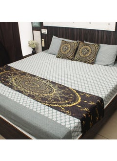 AAZEEM AAZEEM Exclusive Elegant Velvet Bed Runner Scarf Bed Decoration Design Bed Runner with 2 Cushion Covers 16X98 Inches 