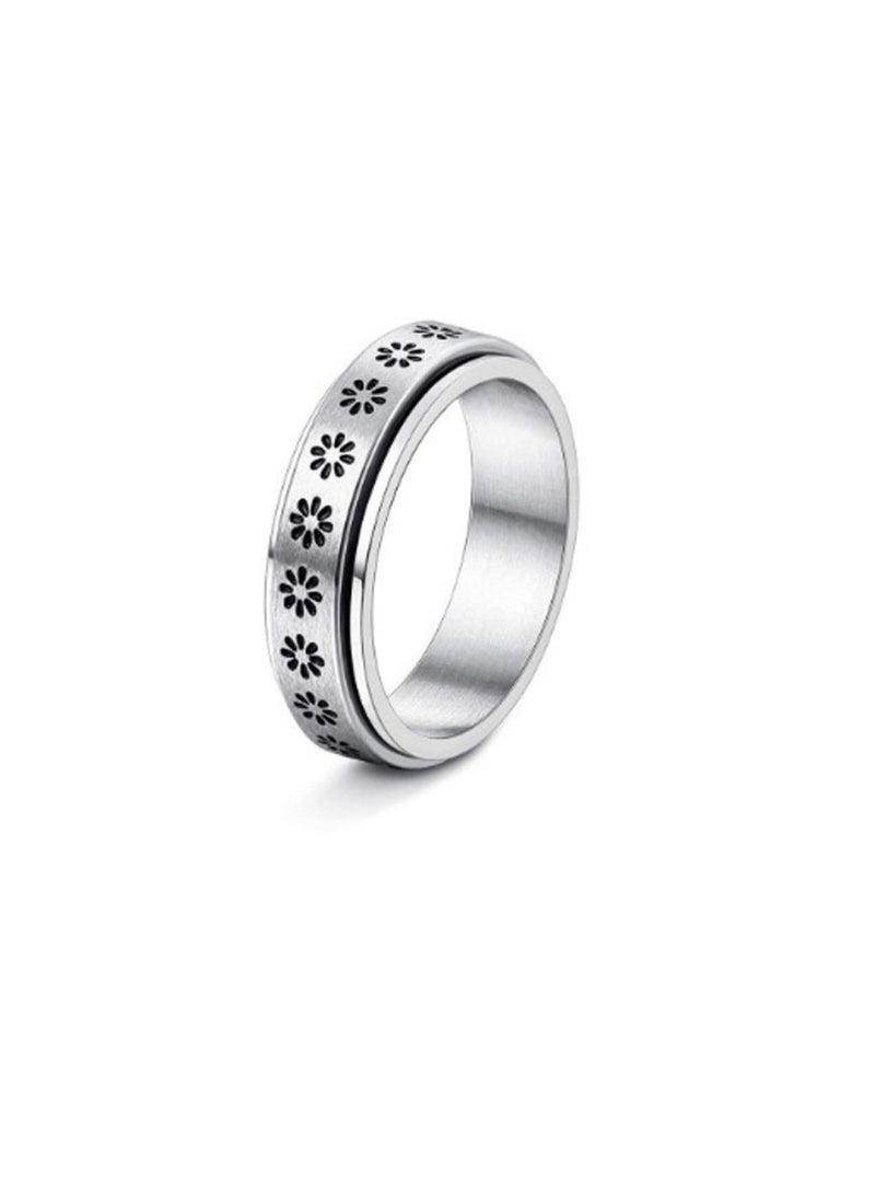 SCACTO Stainless Steel Rotatable Spinner Ring Moon Stars Relieve Anxiety Rings 