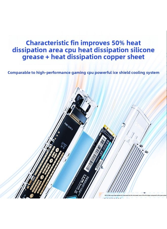 ORICOm.2 Hard Disk Box SSD Solid State Transparent Mobile Hard Disk Box SsdM2 External Shell Nvme Reader-Color:Aluminum Alloy [M.2 NVME] Fin Heat Dissipation-10 Gbit/s-with Double Wire  - Image 4