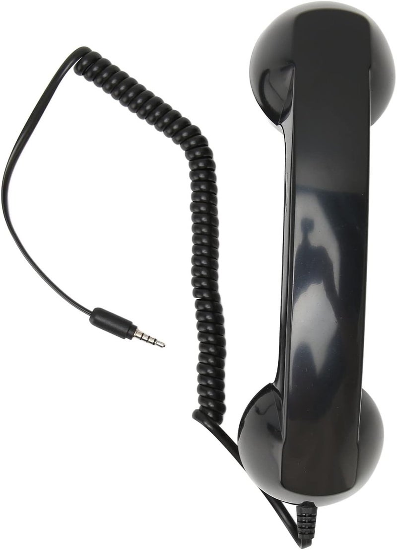 Goshyda Retro Phone Handset, Retro Vintage Telephone Handset Cell Phone Receiver Mic Microphone Speaker for Mobile Phones, Computers (Black with Adjustable Strap) - Image 5