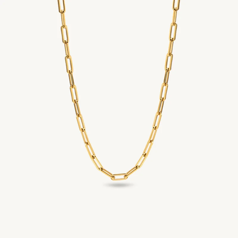 18K Gold Tone Plated Classic Paperlink Chain For Women - Waterproof & Anti-Tarnish