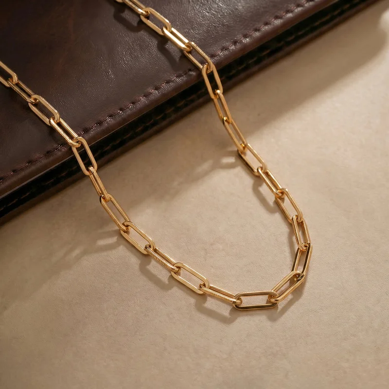 Palmonas  18K Gold Tone Plated Classic Paperlink Chain For Women - Waterproof & Anti-Tarnish for Women | Best Price UAE