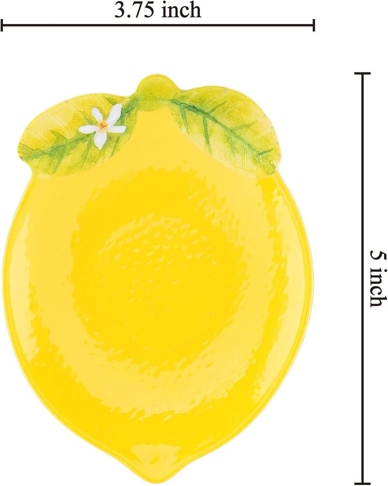 UPware Lemon Shaped Melamine Dessert Plates 5 Inch Appetizer Plates Small Serving Plates Party Plates for Snacks Fruits and Side Dishes Set of 4 Yellow - Image 5
