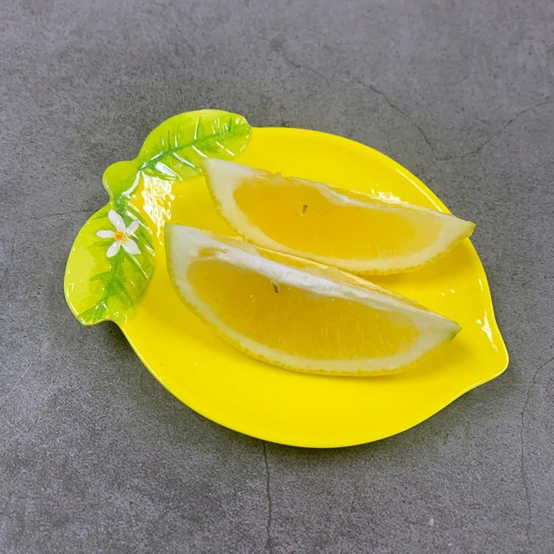 UPware Lemon Shaped Melamine Dessert Plates 5 Inch Appetizer Plates Small Serving Plates Party Plates for Snacks Fruits and Side Dishes Set of 4 Yellow - Image 4