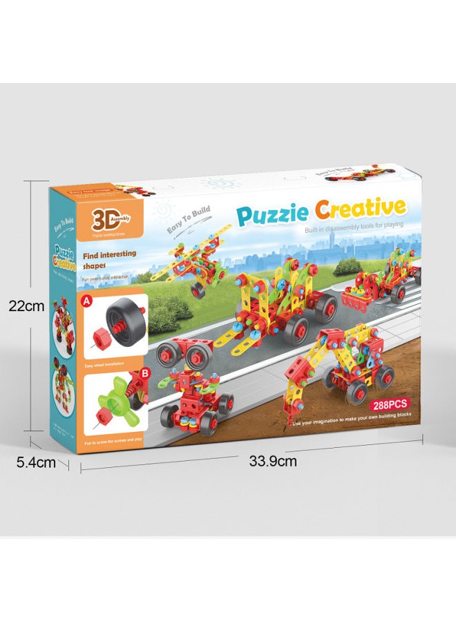 [Direct Supply] Children's Puzzle DIY Assembled Toolbox Nut Building Blocks Electric Drill Screw Puzzle Toy-Color:Lz5841-288PCs Electric Screw-color Box  - Image 1