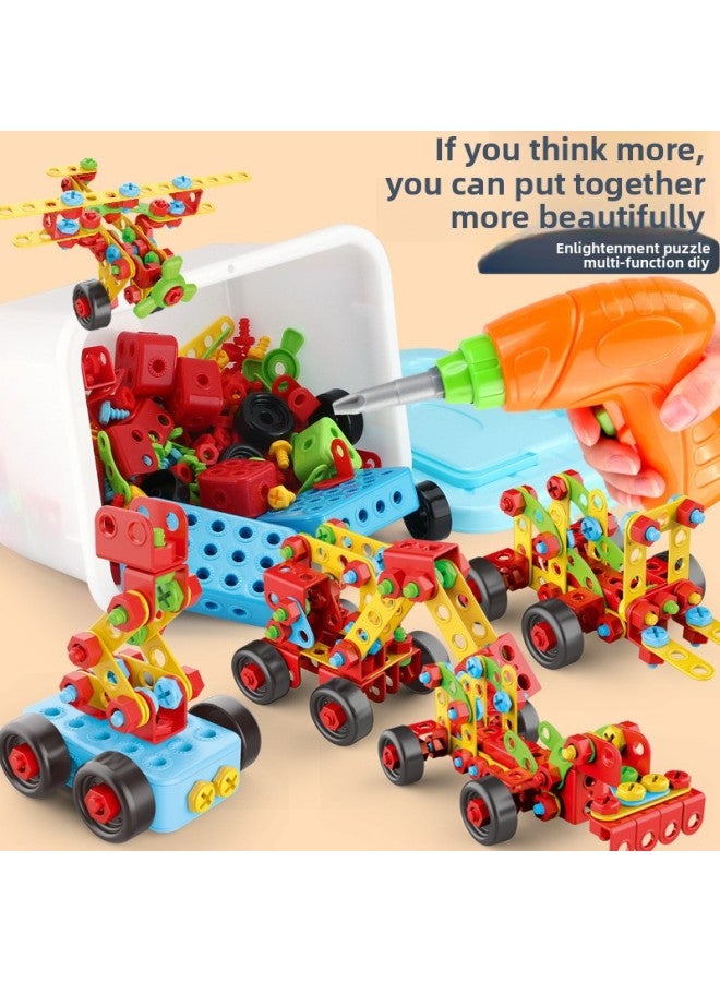 [Direct Supply] Children's Puzzle DIY Assembled Toolbox Nut Building Blocks Electric Drill Screw Puzzle Toy-Color:Lz5841-288PCs Electric Screw-color Box  - Image 2