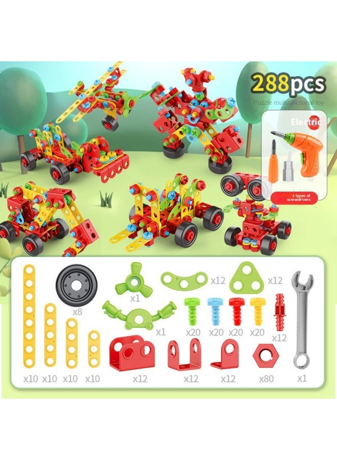 [Direct Supply] Children's Puzzle DIY Assembled Toolbox Nut Building Blocks Electric Drill Screw Puzzle Toy-Color:Lz5841-288PCs Electric Screw-color Box  - Image 4