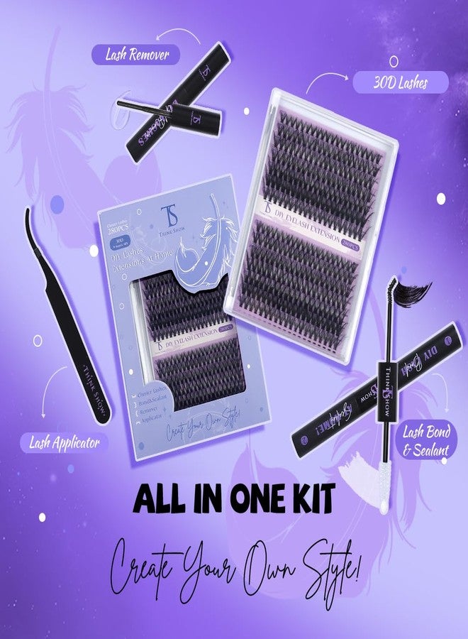 Thinkshow THINK SHOW Lash Clusters Kit 30D 9-16mm 280pcs Wispy Lash Clusters Kit with Bond and Seal,Tweezers,Remover Natural Cluster Eyelash Extensions for Beginners(30D) - Image 4