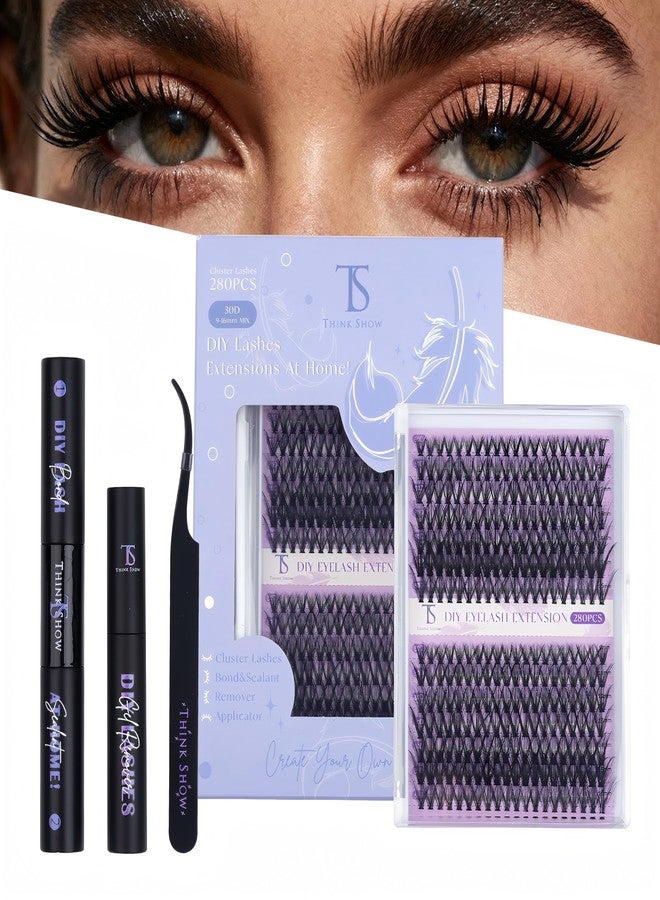 Thinkshow THINK SHOW Lash Clusters Kit 30D 9-16mm 280pcs Wispy Lash Clusters Kit with Bond and Seal,Tweezers,Remover Natural Cluster Eyelash Extensions for Beginners(30D) - Image 2