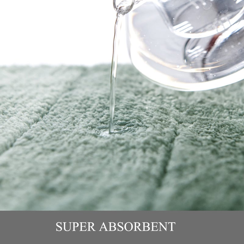 Kmson 3 Pcs Ombre Bathroom Rugs Set with U-Shaped Mat, Non Slip,Quick Drying, Ultra Soft and Water Absorbent Bath Carpet for Bedroom Floor Living Room,Machine Washable,Green - Image 5