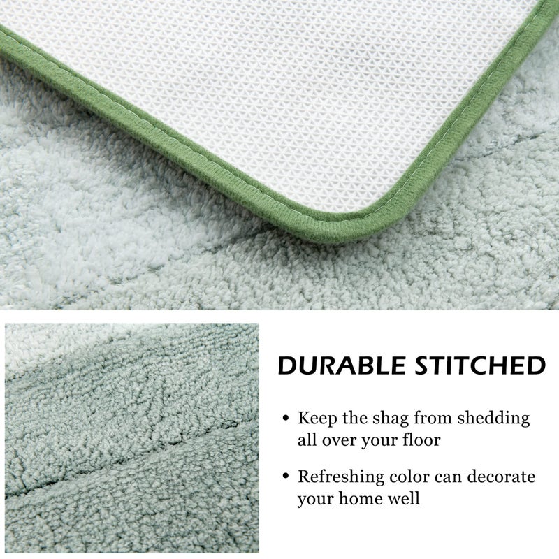 Kmson 3 Pcs Ombre Bathroom Rugs Set with U-Shaped Mat, Non Slip,Quick Drying, Ultra Soft and Water Absorbent Bath Carpet for Bedroom Floor Living Room,Machine Washable,Green - Image 2